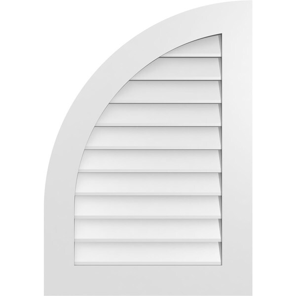 Ekena Millwork Quarter Round Top Left Surface Mount PVC Gable Vent w/ 3-1/2"W x 1"P Standard Frame, 24"W x 34"H - GVPQL24X3401SN