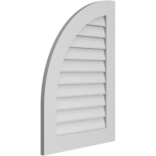 Ekena Millwork Quarter Round Top Left Surface Mount PVC Gable Vent w/ 3-1/2"W x 1"P Standard Frame, 24"W x 34"H - GVPQL24X3401SN