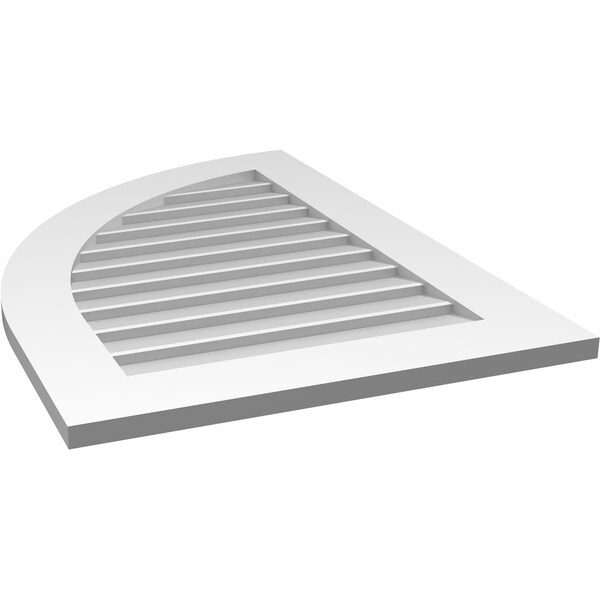 Ekena Millwork Quarter Round Top Left Surface Mount PVC Gable Vent w/ 3-1/2"W x 1"P Standard Frame, 24"W x 34"H - GVPQL24X3401SN