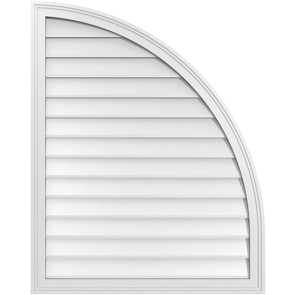 Ekena Millwork Quarter Round Top Right Surface Mount PVC Gable Vent w/ 2"W x 1-1/2"P Brickmould Frame, 32"W x 40"H - GVPQR32X4002SN