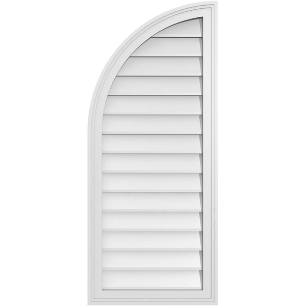 Ekena Millwork Quarter Round Top Left Surface Mount PVC Gable Vent w/ 2"W x 1-1/2"P Brickmould Frame, 18"W x 42"H - GVPQL18X4202SN