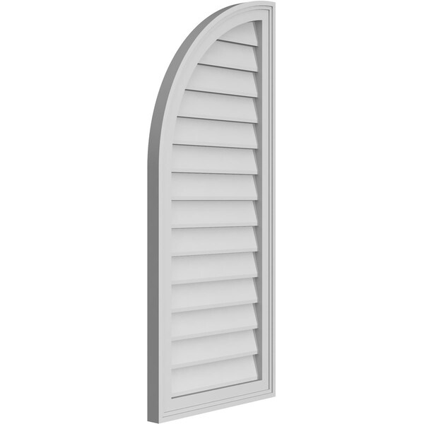 Ekena Millwork Quarter Round Top Left Surface Mount PVC Gable Vent w/ 2"W x 1-1/2"P Brickmould Frame, 18"W x 42"H - GVPQL18X4202SN