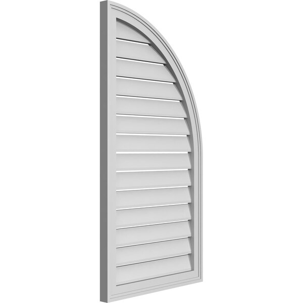 Ekena Millwork Quarter Round Top Right Surface Mount PVC Gable Vent w/ 2"W x 2"P Brickmould Sill Frame, 22"W x 42"H - GVPQR22X4203SF