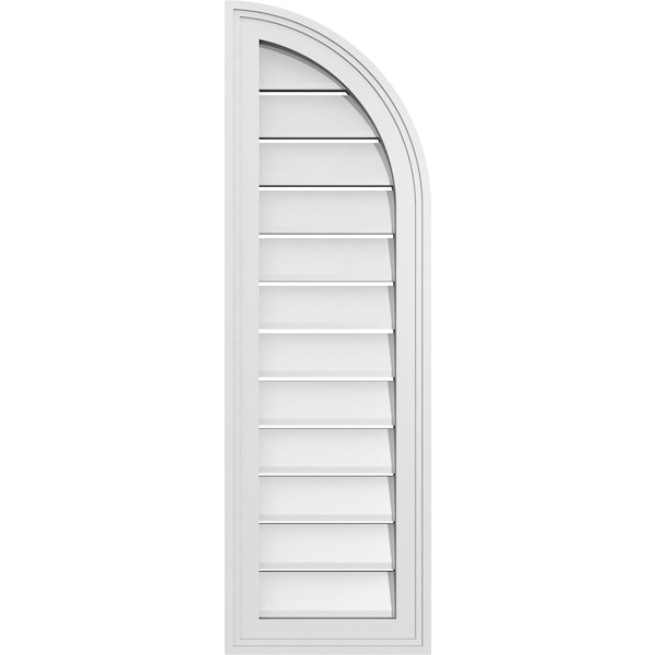 Ekena Millwork Quarter Round Top Right Surface Mount PVC Gable Vent w/ 2"W x 1-1/2"P Brickmould Frame, 12"W x 38"H - GVPQR12X3802SF