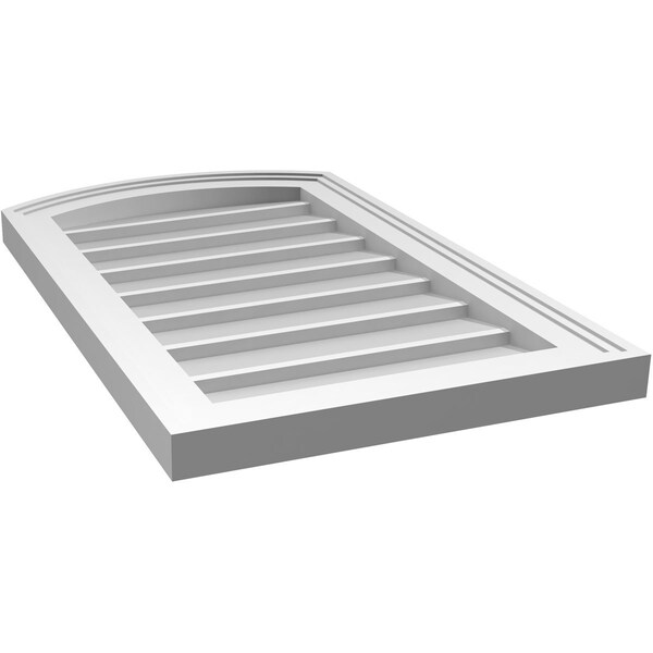 Ekena Millwork Arch Top Surface Mount PVC Gable Vent: Functional, w/ 2"W x 1-1/2"P Brickmould Frame, 16"W x 26"H - GVPAR16X2602SF