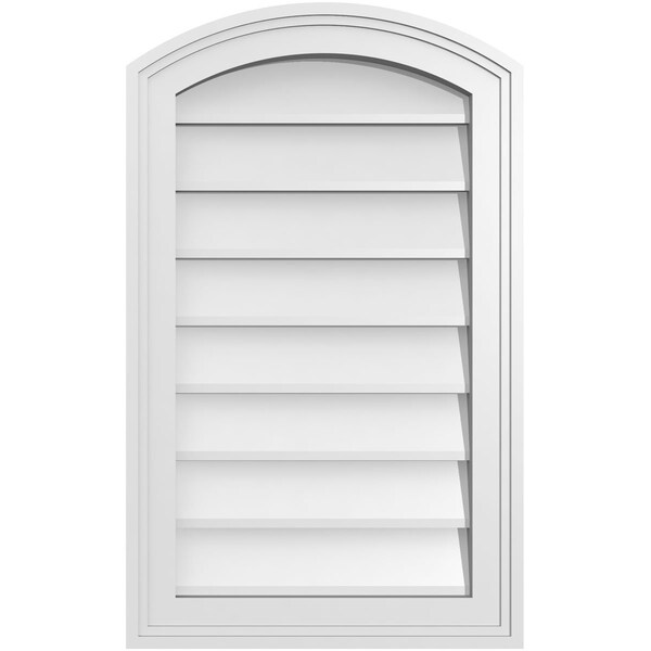 Ekena Millwork Arch Top Surface Mount PVC Gable Vent: Functional, w/ 2"W x 1-1/2"P Brickmould Frame, 16"W x 26"H - GVPAR16X2602SF
