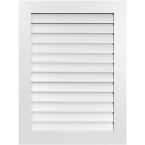 Ekena Millwork Vertical Surface Mount PVC Gable Vent: Non-Functional, w/3-1/2"W x 1"H, Standard Frame, 30"W x 40"H - GVPVE30X4001SN