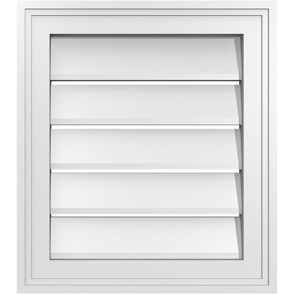 Ekena Millwork Vertical Surface Mount PVC Gable Vent: Functional, w/ 2"W x 1-1/2"P Brickmould Frame, 16"W x 18"H - GVPVE16X1802SF