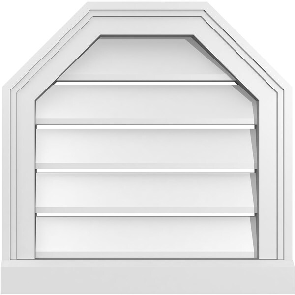 Ekena Millwork Octagonal Top Surface Mount PVC Gable Vent w/ 2"W x 2"P Brickmould Sill Frame, 18"W x 18"H - GVPOT18X1803SF
