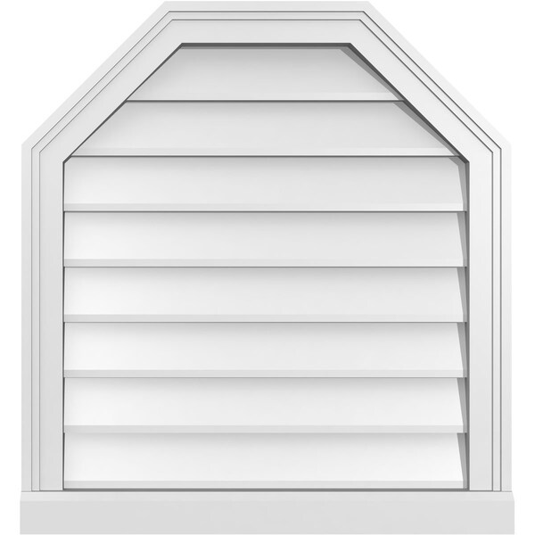 Ekena Millwork Octagonal Top Surface Mount PVC Gable Vent w/ 2"W x 2"P Brickmould Sill Frame, 24"W x 26"H - GVPOT24X2603SN