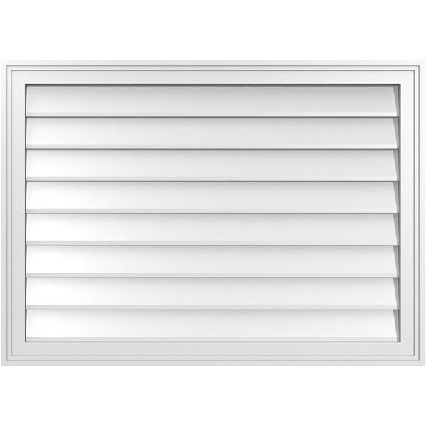 Ekena Millwork Vertical Surface Mount PVC Gable Vnt: Non-Functional, w/2"W x 1-1/2"H, Brickmould Frame, 36"W x 26"H - GVPVE36X2602SN