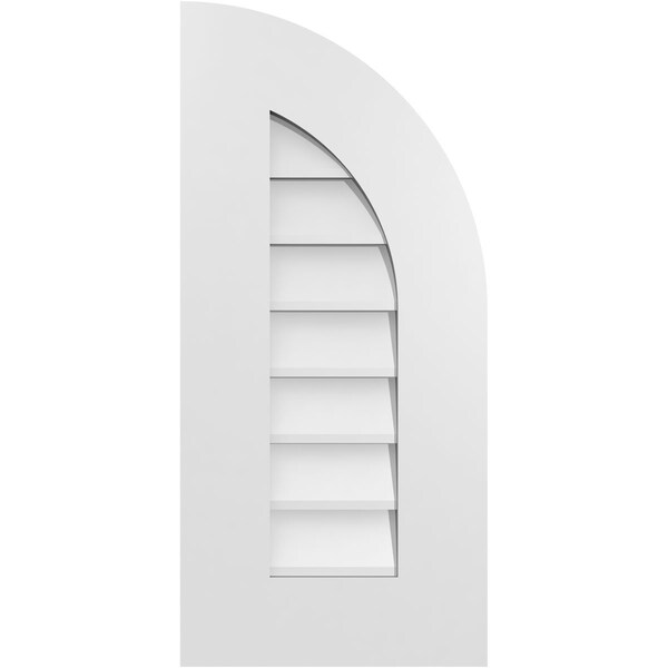 Ekena Millwork Quarter Round Top Right Surface Mount PVC Gable Vent w/ 3-1/2"W x 1"P Standard Frame, 12"W x 26"H - GVPQR12X2601SN