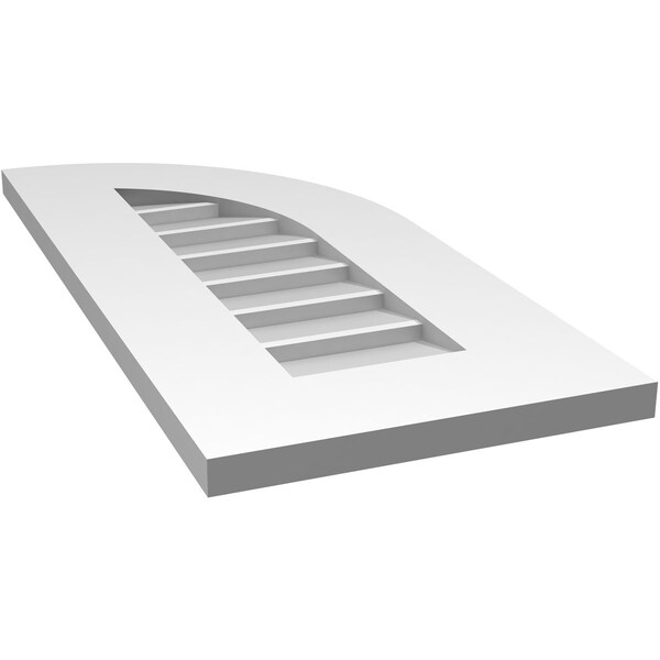 Ekena Millwork Quarter Round Top Right Surface Mount PVC Gable Vent w/ 3-1/2"W x 1"P Standard Frame, 12"W x 26"H - GVPQR12X2601SN