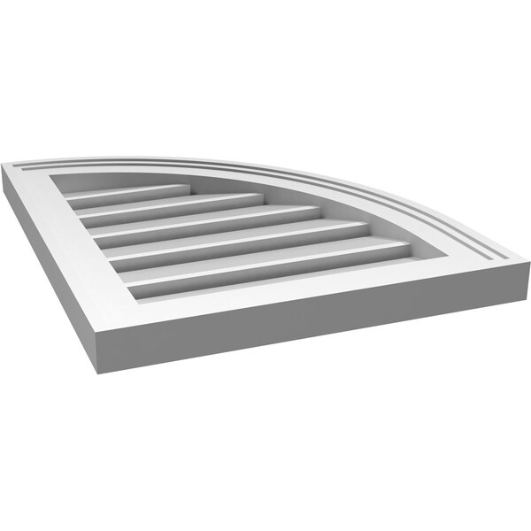 Ekena Millwork Quarter Round Top Right Surface Mount PVC Gable Vent w/ 2"W x 1-1/2"P Brickmould Frame, 16"W x 20"H - GVPQR16X2002SF