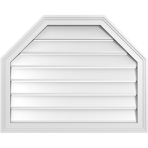 Ekena Millwork Octagonal Top Surface Mount PVC Gable Vent w/ 2"W x 1-1/2"P Brickmould Frame, 30"W x 24"H - GVPOT30X2402SF