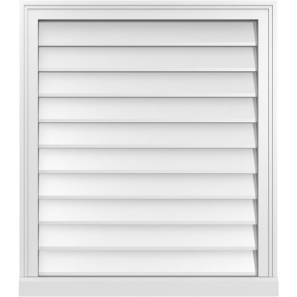 Ekena Millwork Vertical Surface Mount PVC Gable Vent w/ 2"W x 2"H , Brickmould Sill Frame, 28"W x 32"H - GVPVE28X3203SN