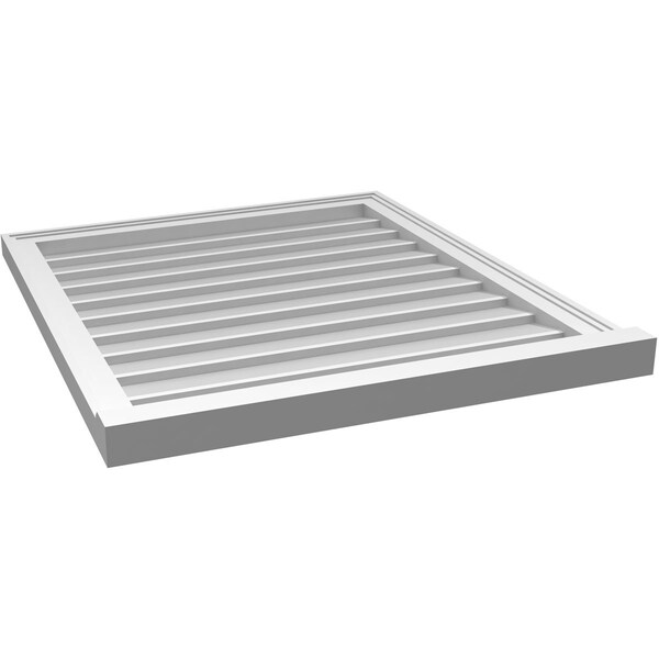 Ekena Millwork Vertical Surface Mount PVC Gable Vent w/ 2"W x 2"H , Brickmould Sill Frame, 28"W x 32"H - GVPVE28X3203SN