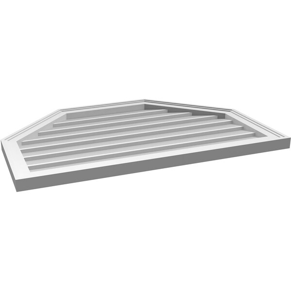 Ekena Millwork Octagonal Top Surface Mount PVC Gable Vent w/ 2"W x 1-1/2"P Brickmould Frame, 36"W x 24"H - GVPOT36X2402SN