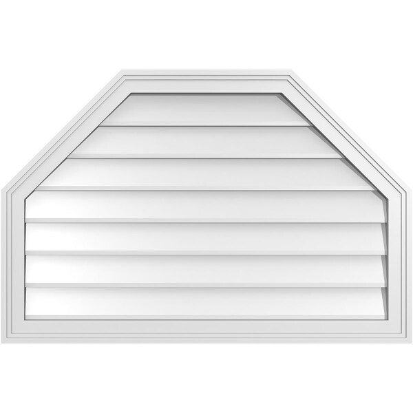 Ekena Millwork Octagonal Top Surface Mount PVC Gable Vent w/ 2"W x 1-1/2"P Brickmould Frame, 36"W x 24"H - GVPOT36X2402SN