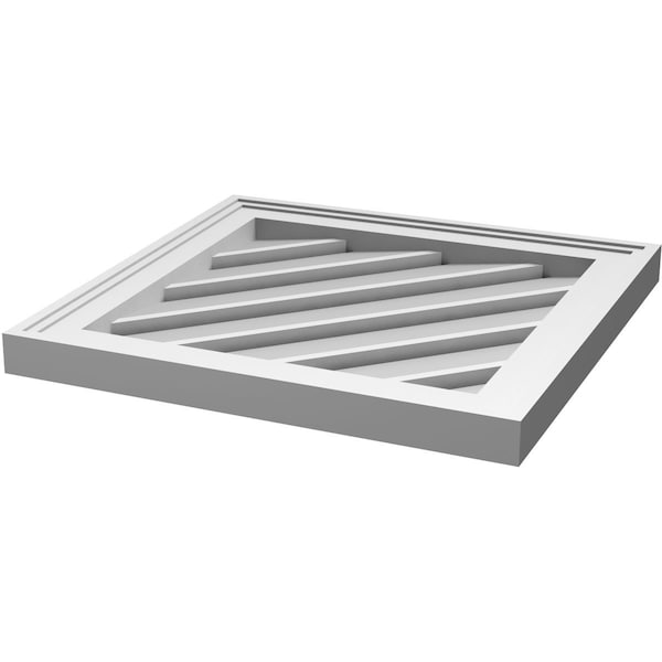 Ekena Millwork Diamond Surface Mount PVC Gable Vent: Non-Functional, w/ 2"W x 1-1/2"P Brickmould Frame, 24"W x 24"H - GVPDI24X2402SN