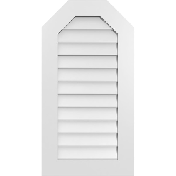 Ekena Millwork Octagonal Top Surface Mount PVC Gable Vent w/ 3-1/2"W x 1"P Standard Frame, 20"W x 38"H - GVPOT20X3801SN