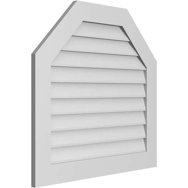 Ekena Millwork Octagonal Top Surface Mount PVC Gable Vent w/ 3-1/2"W x 1"P Standard Frame, 34"W x 32"H - GVPOT34X3201SN