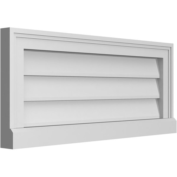 Ekena Millwork Vertical Surface Mount PVC Gable Vent w/ 2"W x 2"H , Brickmould Sill Frame, 28"W x 12"H - GVPVE28X1203SN