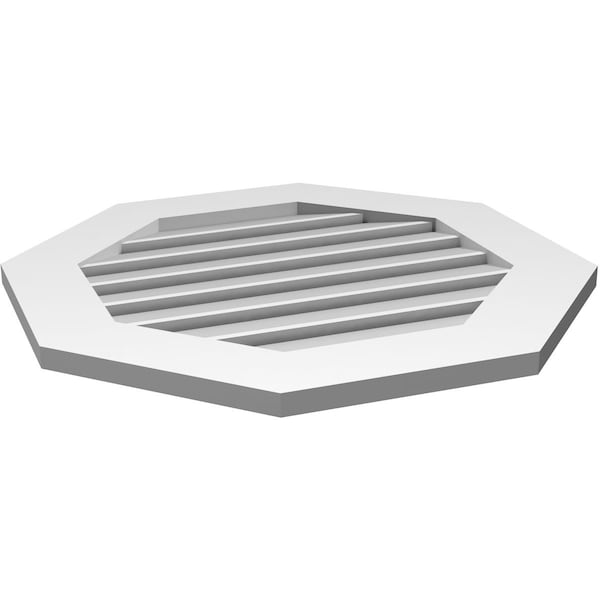 Ekena Millwork Octagonal Surface Mount PVC Gable Vent: Functional, w/ 3-1/2"W x 1"P Standard Frame, 26"W x 26"H - GVPOC26X2601SF