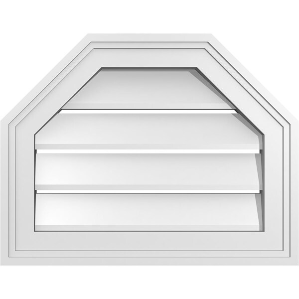 Ekena Millwork Octagonal Top Surface Mount PVC Gable Vent w/ 2"W x 1-1/2"P Brickmould Frame, 18"W x 14"H - GVPOT18X1402SF