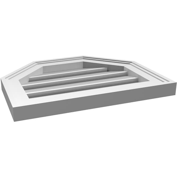 Ekena Millwork Octagonal Top Surface Mount PVC Gable Vent w/ 2"W x 1-1/2"P Brickmould Frame, 18"W x 14"H - GVPOT18X1402SF