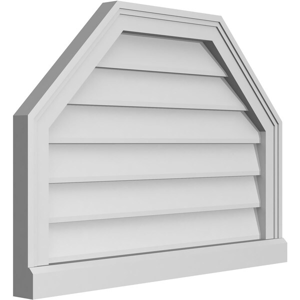 Ekena Millwork Octagonal Top Surface Mount PVC Gable Vent w/ 2"W x 2"P Brickmould Sill Frame, 28"W x 20"H - GVPOT28X2003SN