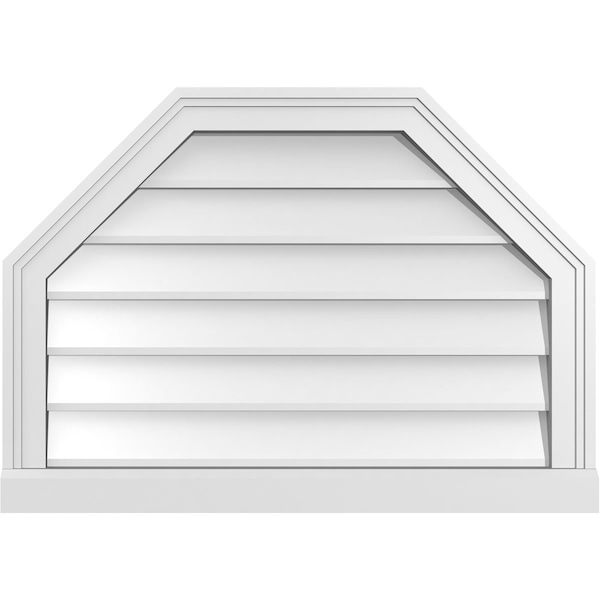 Ekena Millwork Octagonal Top Surface Mount PVC Gable Vent w/ 2"W x 2"P Brickmould Sill Frame, 28"W x 20"H - GVPOT28X2003SN