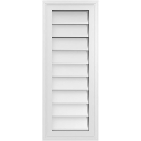 Ekena Millwork Vertical Surface Mount PVC Gable Vnt: Non-Functional, w/2"W x 1-1/2"H, Brickmould Frame, 12"W x 30"H - GVPVE12X3002SN