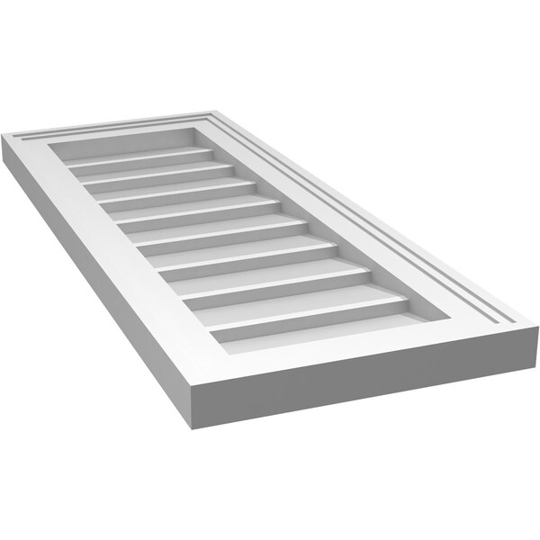 Ekena Millwork Vertical Surface Mount PVC Gable Vnt: Non-Functional, w/2"W x 1-1/2"H, Brickmould Frame, 12"W x 30"H - GVPVE12X3002SN