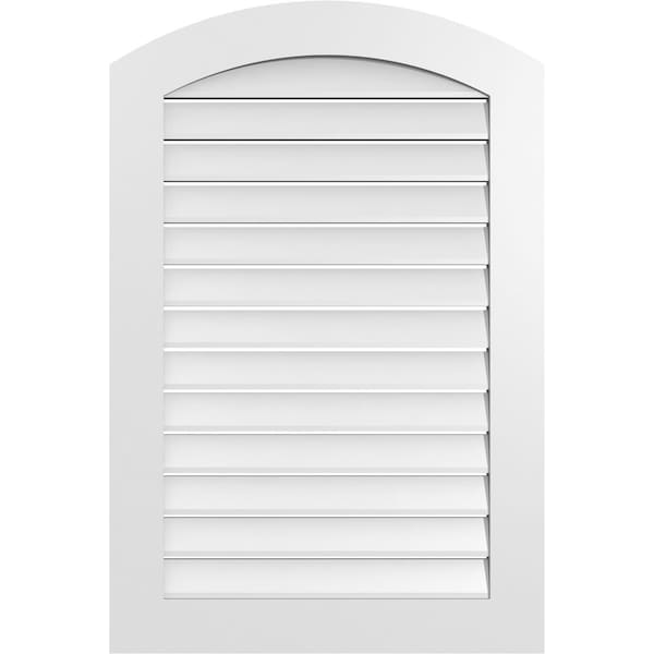 Ekena Millwork Arch Top Surface Mount PVC Gable Vent: Non-Functional, w/ 3-1/2"W x 1"P Standard Frame, 28"W x 40"H - GVPAR28X4001SN