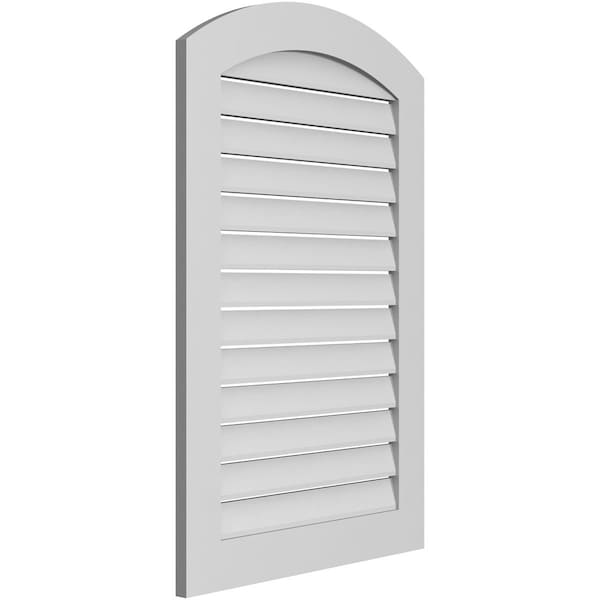 Ekena Millwork Arch Top Surface Mount PVC Gable Vent: Non-Functional, w/ 3-1/2"W x 1"P Standard Frame, 28"W x 40"H - GVPAR28X4001SN
