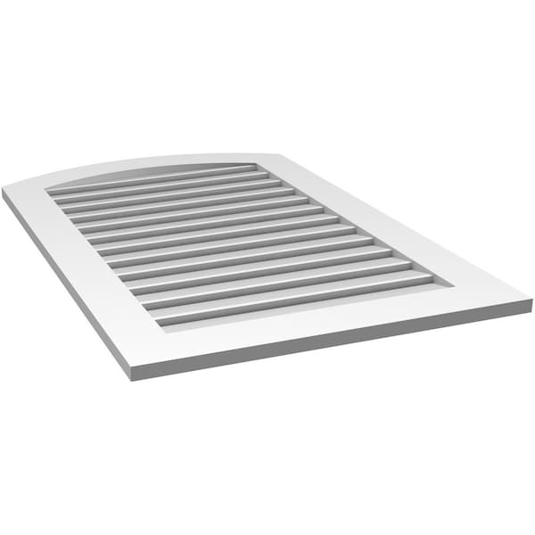 Ekena Millwork Arch Top Surface Mount PVC Gable Vent: Non-Functional, w/ 3-1/2"W x 1"P Standard Frame, 28"W x 40"H - GVPAR28X4001SN