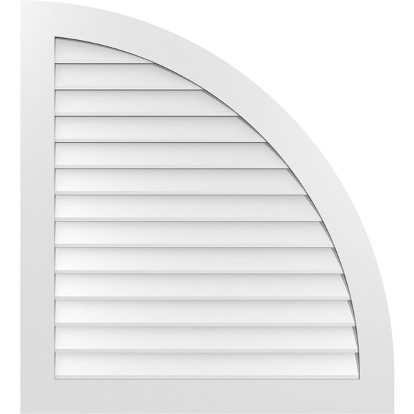 Ekena Millwork Quarter Round Top Right Surface Mount PVC Gable Vent w/ 3-1/2"W x 1"P Standard Frame, 38"W x 42"H - GVPQR38X4201SN