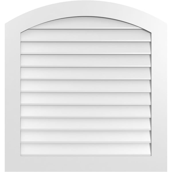 Ekena Millwork Arch Top Surface Mount PVC Gable Vent: Functional, w/ 3-1/2"W x 1"P Standard Frame, 36"W x 38"H - GVPAR36X3801SF
