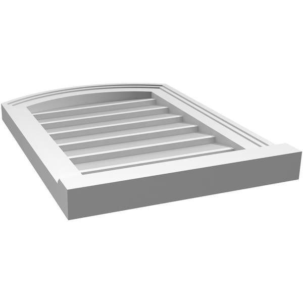Ekena Millwork Arch Top Surface Mount PVC Gable Vent: Functional, w/ 2"W x 2"P Brickmould Sill Frame, 16"W x 22"H - GVPAR16X2203SF