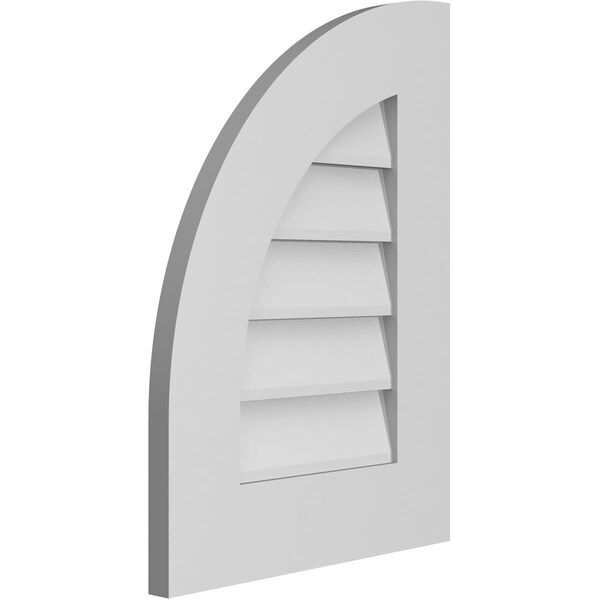 Ekena Millwork Quarter Round Top Left Surface Mount PVC Gable Vent w/ 3-1/2"W x 1"P Standard Frame, 16"W x 22"H - GVPQL16X2201SN
