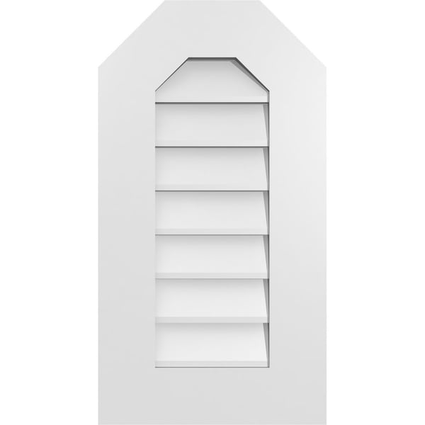 Ekena Millwork Octagonal Top Surface Mount PVC Gable Vent w/ 3-1/2"W x 1"P Standard Frame, 14"W x 26"H - GVPOT14X2601SN