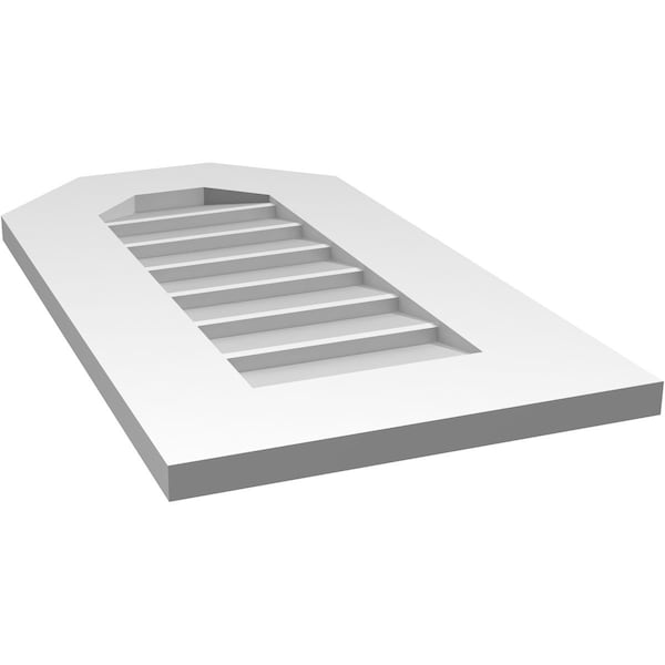 Ekena Millwork Octagonal Top Surface Mount PVC Gable Vent w/ 3-1/2"W x 1"P Standard Frame, 14"W x 26"H - GVPOT14X2601SN
