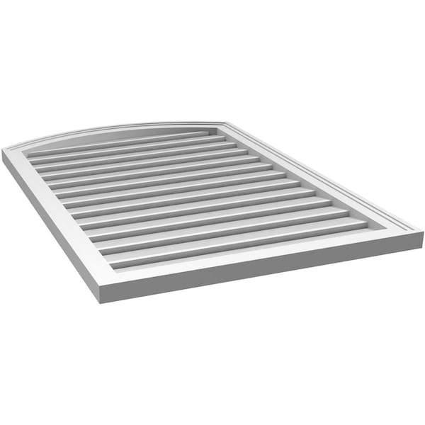 Ekena Millwork Arch Top Surface Mount PVC Gable Vent: Non-Functional, w/2"W x 1-1/2"P Brickmould Frame, 28"W x 38"H - GVPAR28X3802SN