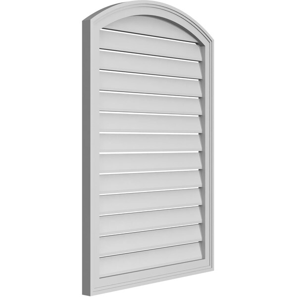 Ekena Millwork Arch Top Surface Mount PVC Gable Vent: Non-Functional, w/2"W x 1-1/2"P Brickmould Frame, 28"W x 38"H - GVPAR28X3802SN