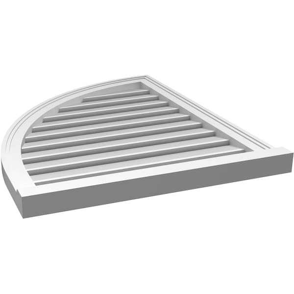 Ekena Millwork Quarter Round Top Left Surface Mount PVC Gable Vent w/ 2"W x 2"P Brickmould Sill Frame, 26"W x 32"H - GVPQL26X3203SF
