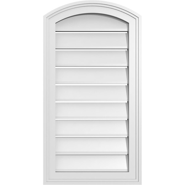 Ekena Millwork Arch Top Surface Mount PVC Gable Vent: Non-Functional, w/2"W x 1-1/2"P Brickmould Frame, 16"W x 28"H - GVPAR16X2802SN
