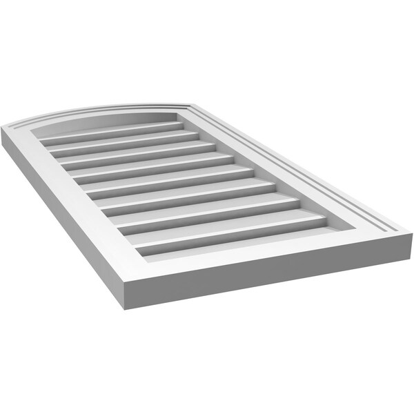 Ekena Millwork Arch Top Surface Mount PVC Gable Vent: Non-Functional, w/2"W x 1-1/2"P Brickmould Frame, 16"W x 28"H - GVPAR16X2802SN
