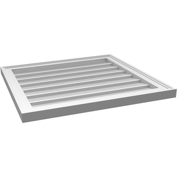 Ekena Millwork Vertical Surface Mount PVC Gable Vnt: Non-Functional, w/2"W x 1-1/2"H, Brickmould Frame, 26"W x 24"H - GVPVE26X2402SN