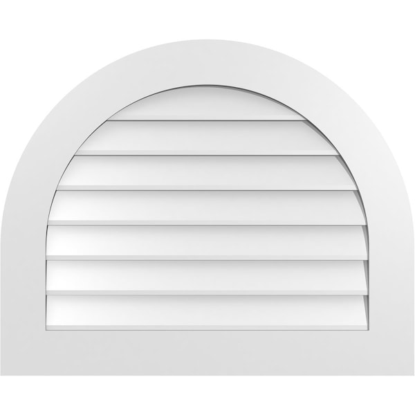 Ekena Millwork Round Top Surface Mount PVC Gable Vent: Non-Functional, w/ 3-1/2"W x 1"P Standard Frame, 32"W x 26"H - GVPRT32X2601SN